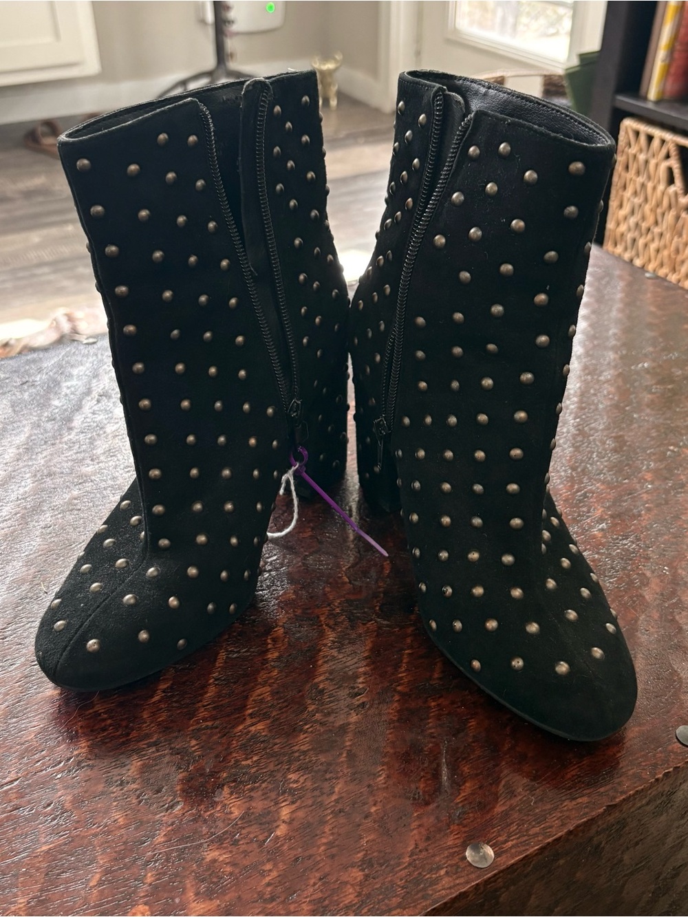 Lucky Brand Wesson Black Suede
Studded Ankle Booties 6M